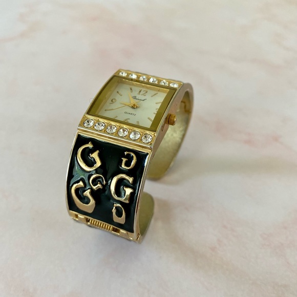 Black & Gold Rhinestone Encrusted Watch - Picture 2 of 4